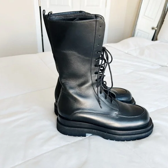 ❤️Magda Butrym Black Leather Combat Boots❤️ - Picture 4 of 6
